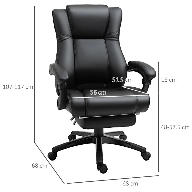 Black Executive Office Chair with Footrest and Wheels