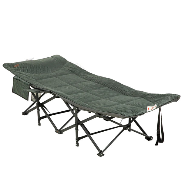 Grey Padded Foldable Sun Lounger with Carry Bag and Cup Holder