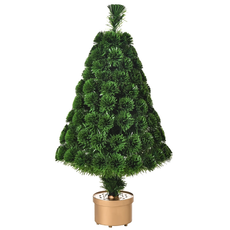 3FT Fiber Optic LED Christmas Tree - Multi-Color Lights, Green