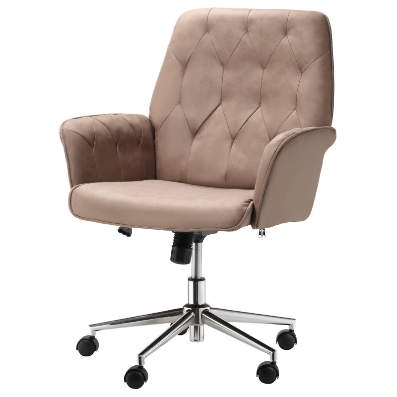 Microfibre Office Swivel Chair, Height Adjustable with Armrest, Coffee