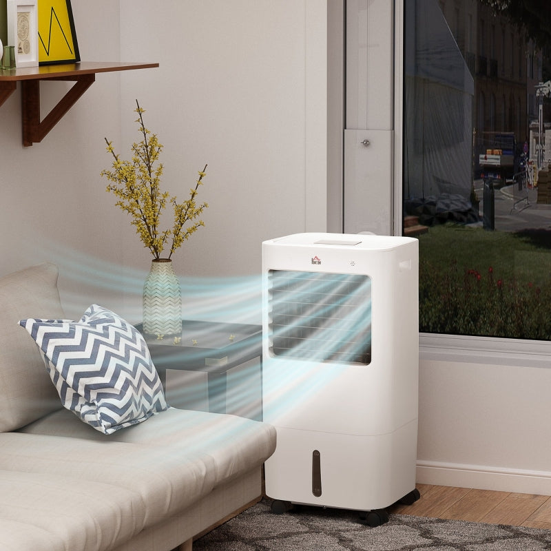 Portable Evaporative Air Cooler with 15L Water Tank, Remote Control, Timer - White