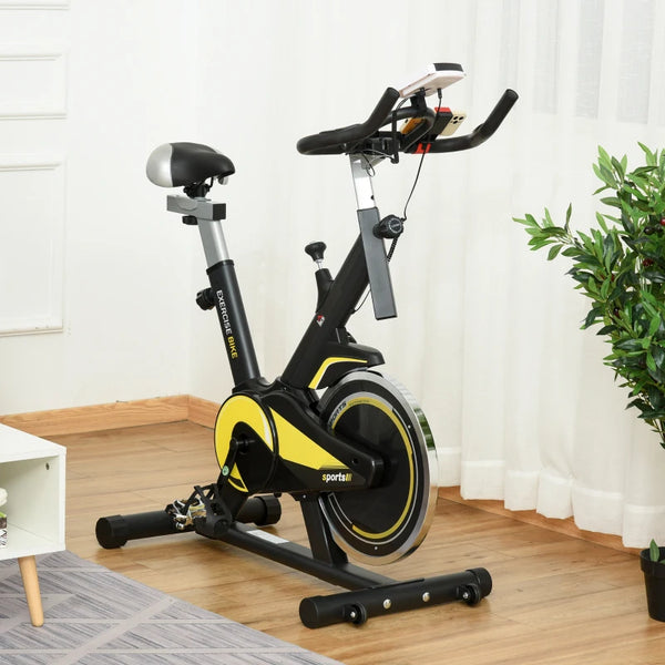 Indoor Exercise Bike Trainer - Adjustable Resistance, LCD Display, Black