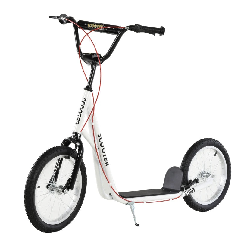White Kids Kick Scooter with Adjustable Height and Dual Brakes