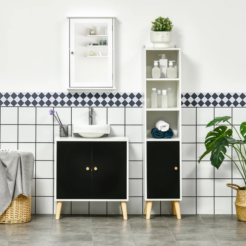 Modern Black and White Bathroom Sink Storage Cabinet