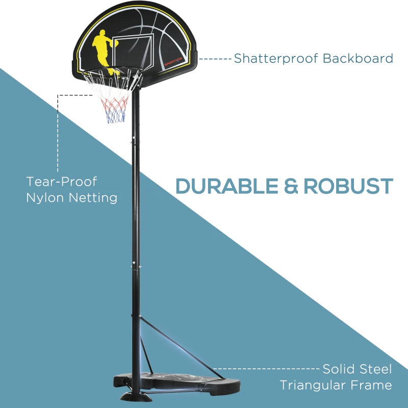 Adjustable Basketball Hoop with PE Backboard, Portable Stand - Blue