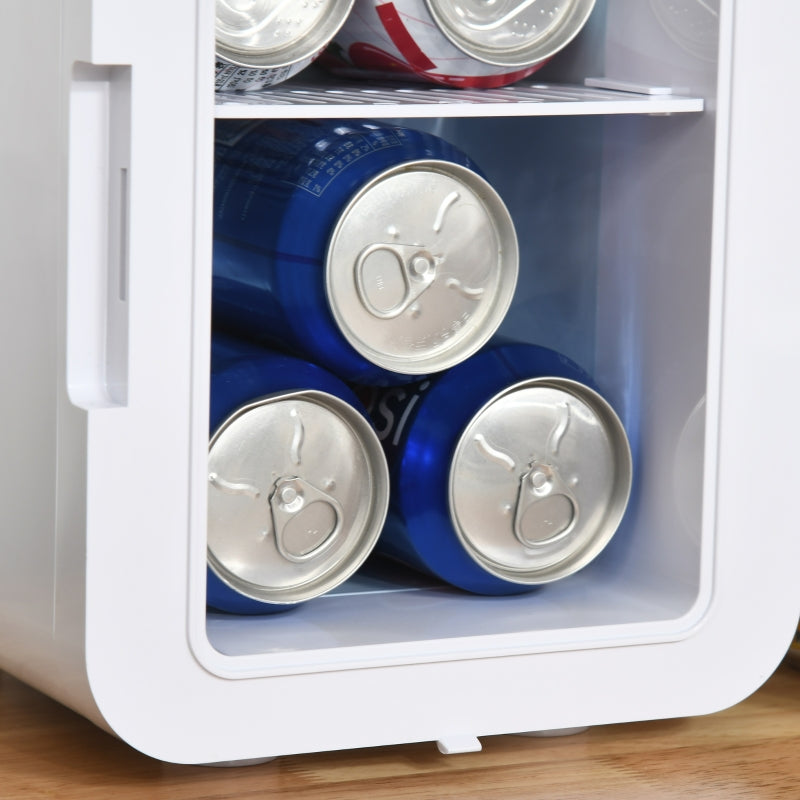 White Mini Fridge Cooler & Warmer for Skincare, Makeup, Food - 4L/6 Can