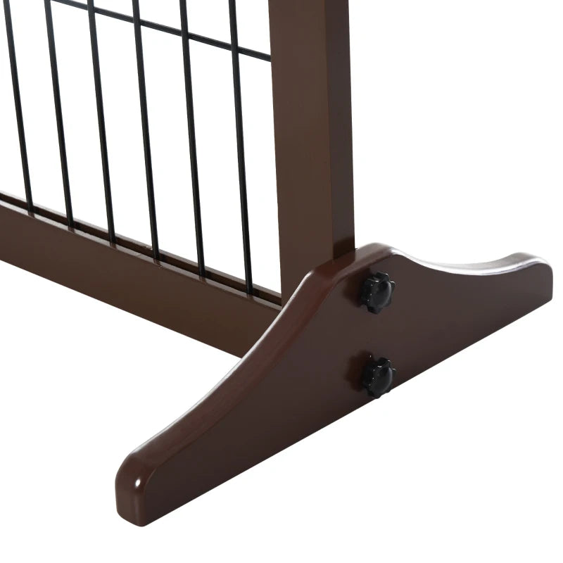 Brown 3-Panel Foldable Pet Gate with Pine Frame