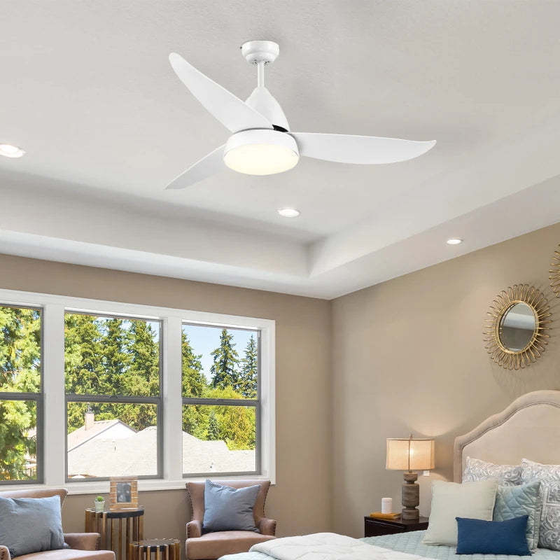 White Reversible Ceiling Fan with Light and Remote Control