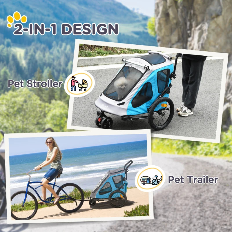 Blue Dog Bike Trailer with Safety Features