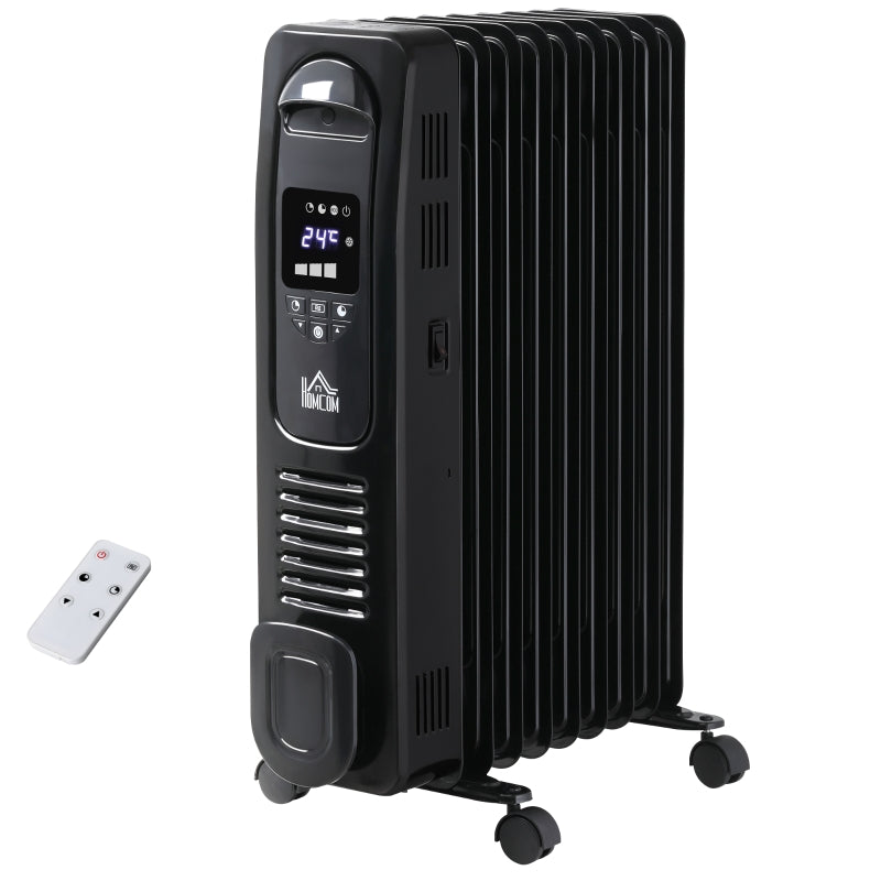 Black 2000W Digital Oil Filled Radiator with Timer & Remote Control