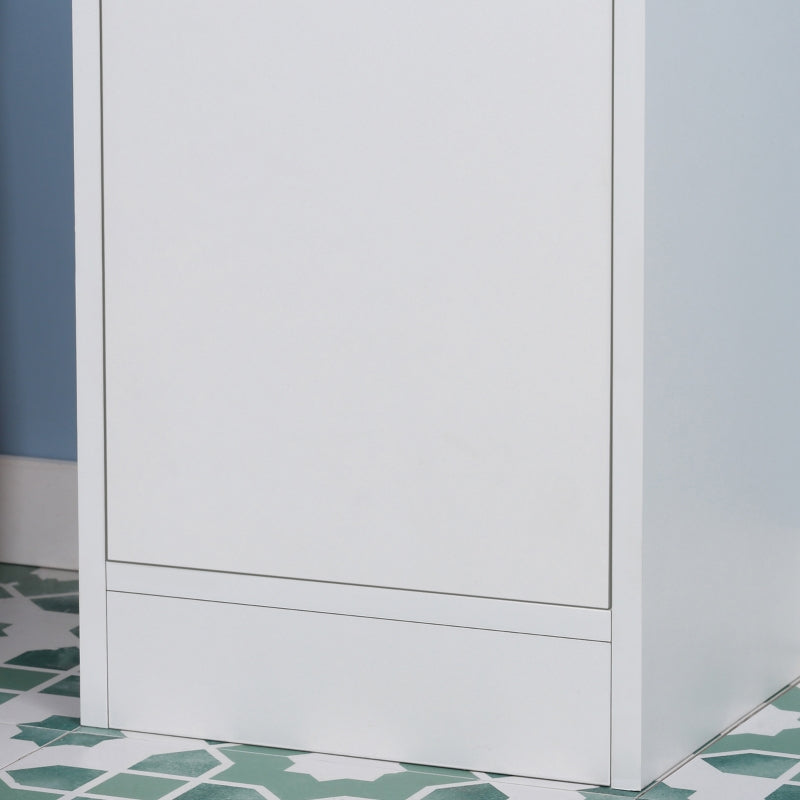 White Tall Bathroom Storage Cabinet with Mirror