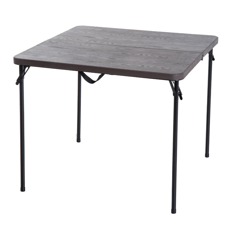 Portable Metal Picnic Table - Compact Outdoor Furniture, Black/Brown, 86x86x71.5 cm