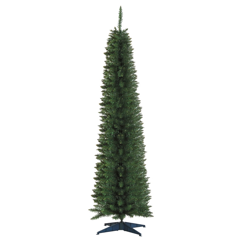 7ft Green Pencil Slim Artificial Christmas Tree with Realistic Branches