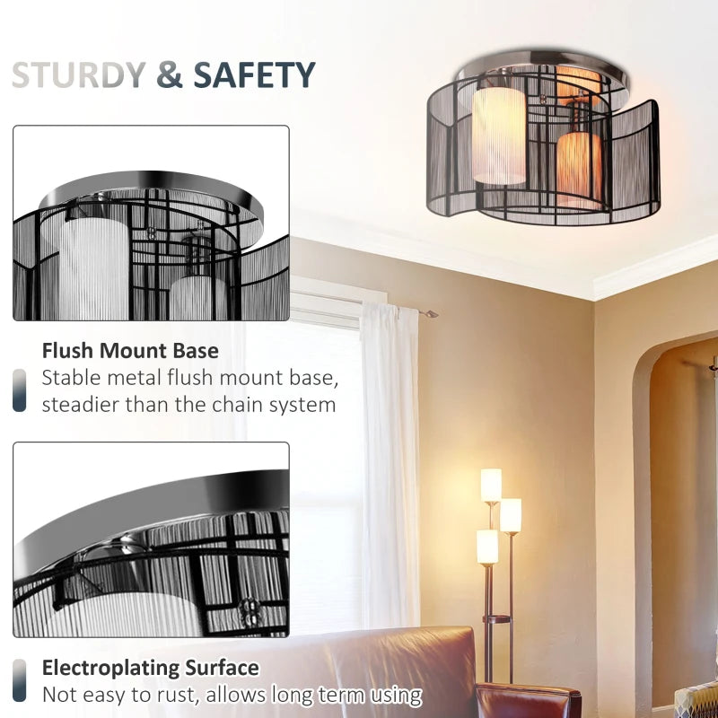 Modern Black Flush Mount Ceiling Light Fixture for Hallway & Dining Room