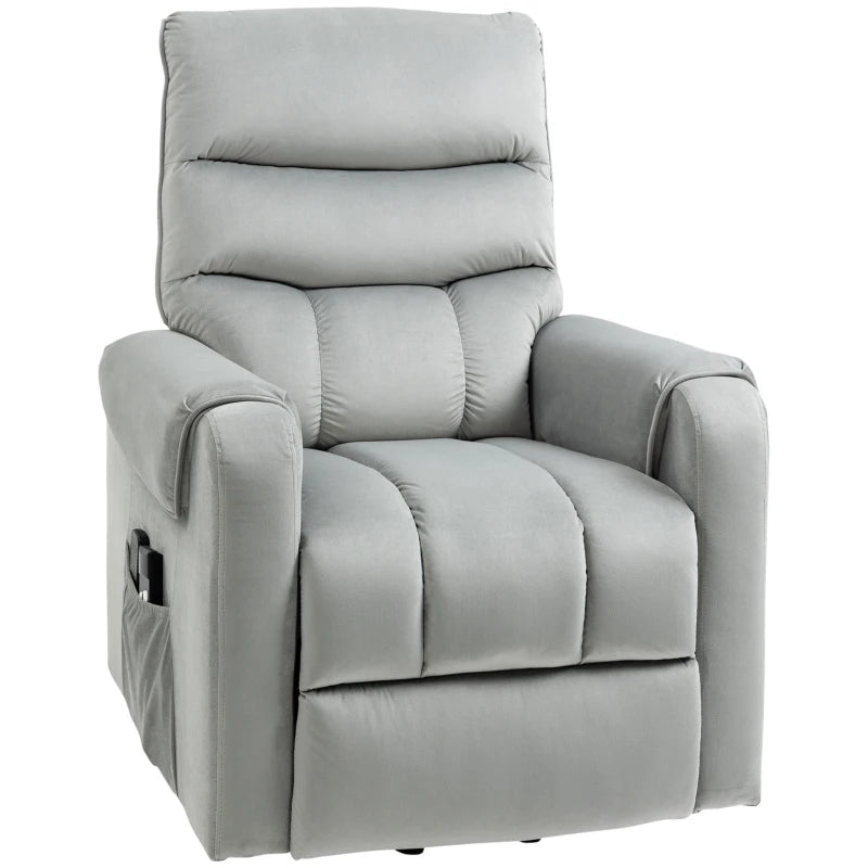 Grey Electric Power Lift Recliner with Vibration Massage and Remote Control