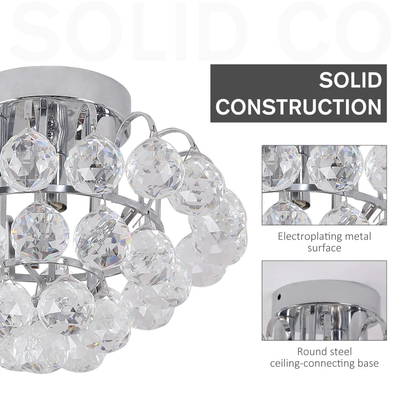 Silver Crystal Droplets Ceiling Light 30x30cm