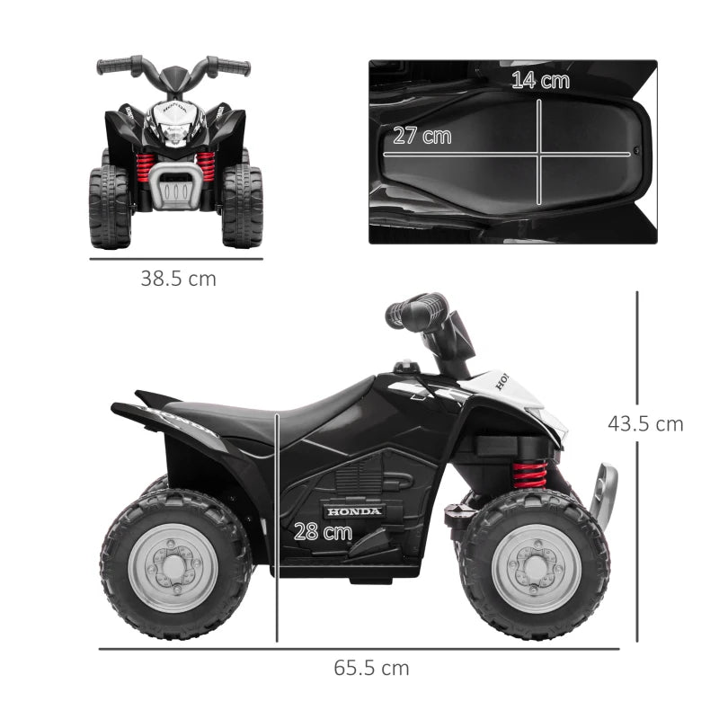 Black Honda Licensed Kids Electric Quad Bike 6V Ride-On Car ATV Toy