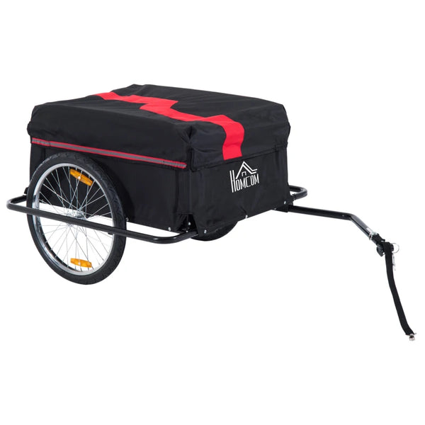 Red & Black Folding Cargo Bike Trailer with Removable Cover