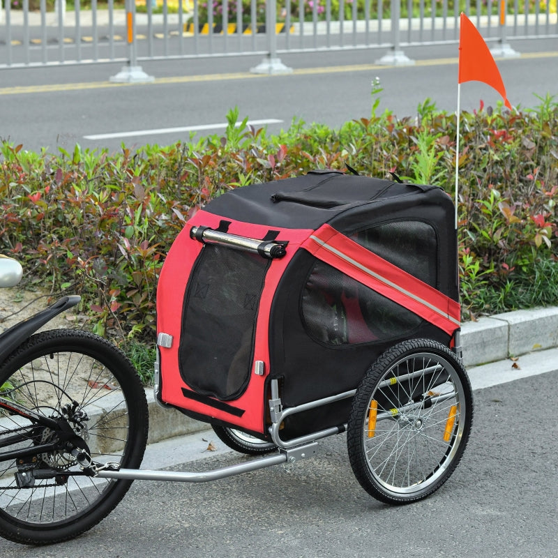 Steel Frame Pet Bicycle Trailer - Red/Black