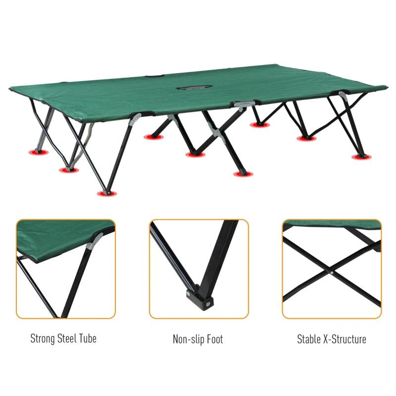 Foldable Double Camping Cot Sunbed - Green