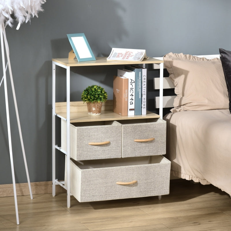 Light Grey 3-Drawer Storage Cabinet with Shelves