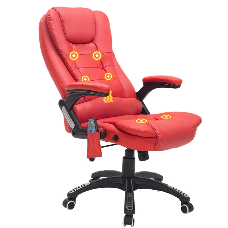 Red High Back Massage Office Chair with Heat