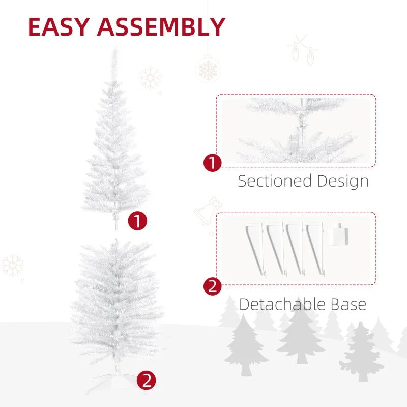 5ft White Pencil Slim Artificial Christmas Tree with Stand