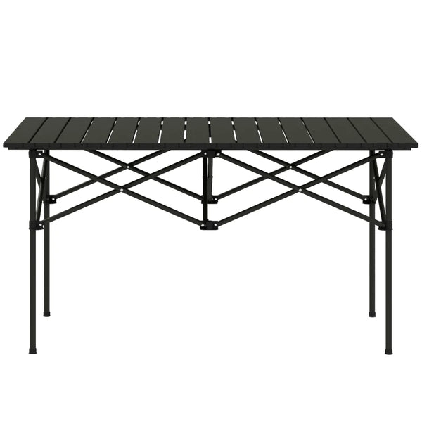 Black Portable Aluminium Two-Seater Table with Roll-Up Top