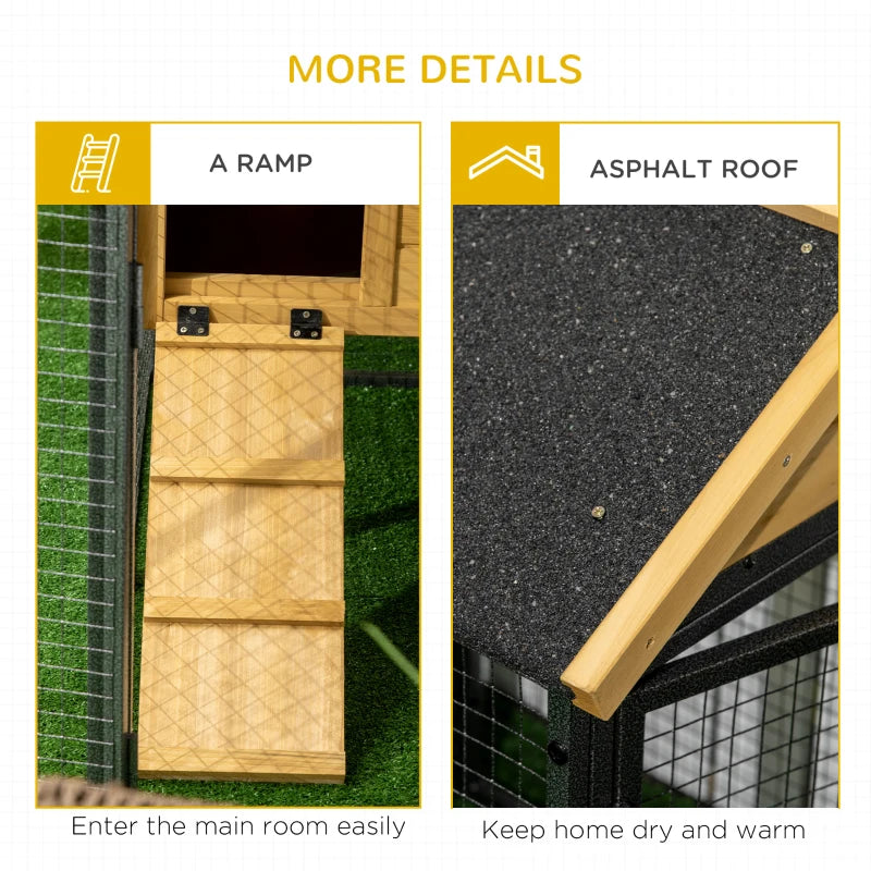 Outdoor Rabbit Hutch with Run and Asphalt Roof, 120 x 55.5 x 80cm, Grey