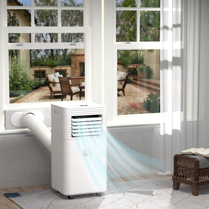 Portable 9000 BTU Air Conditioner - White, Dehumidifier, Fan, Remote, Timer, Window Kit - A Energy Efficiency