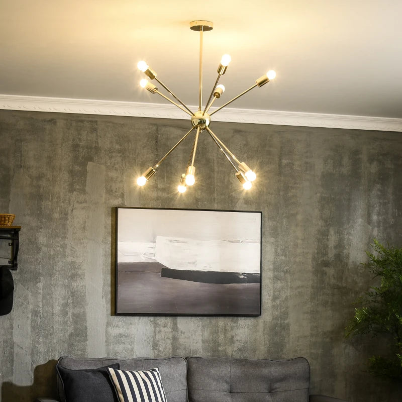 Gold 10-Light Modern Ceiling Chandelier for Bedroom and Living Room