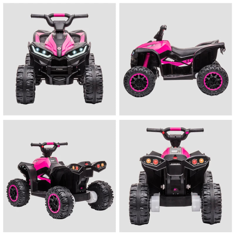 Kids Pink 12V Ride-On Quad Bike with Music and Horn - Ages 3-5