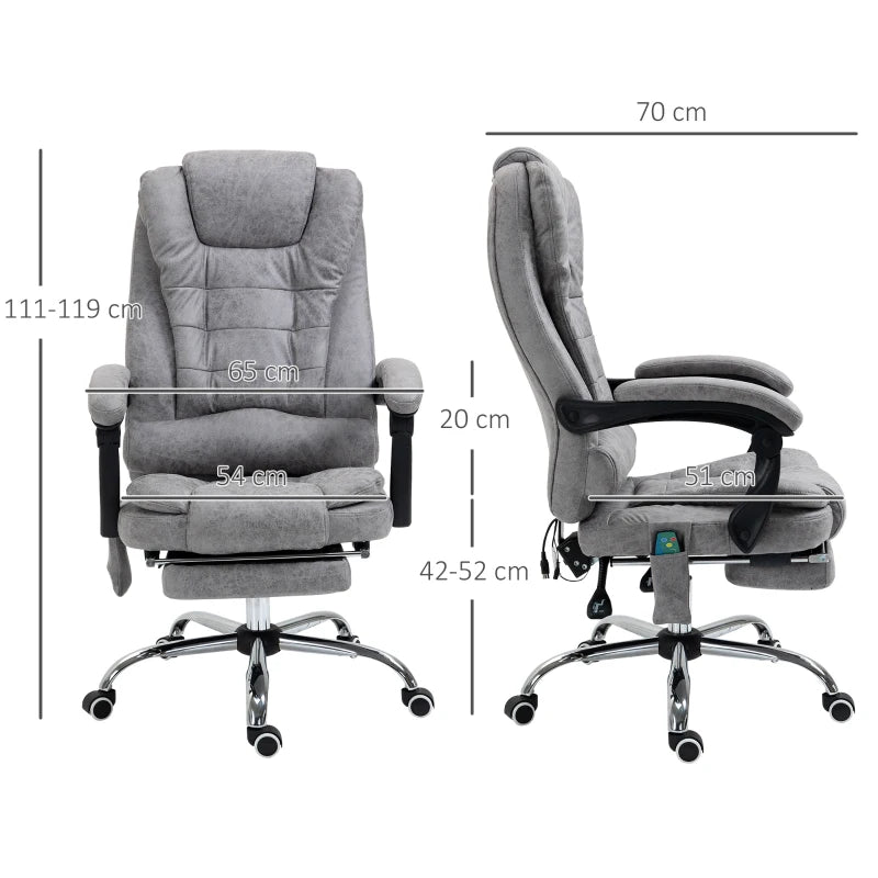 Grey Heated Massage Office Chair with Footrest