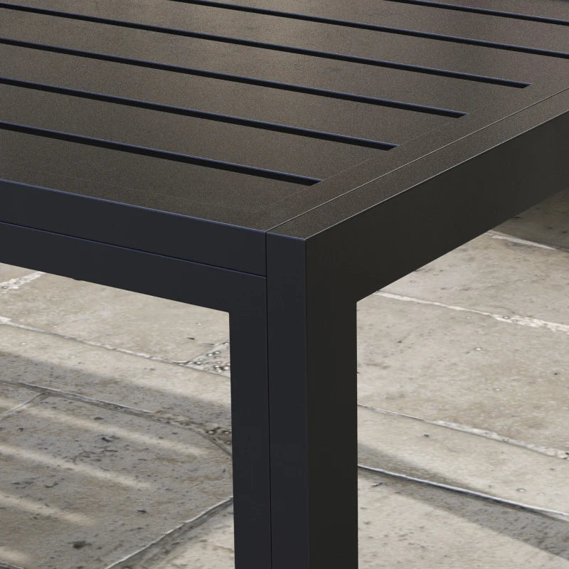 Black Steel Frame Rectangular Outdoor Patio Side Table