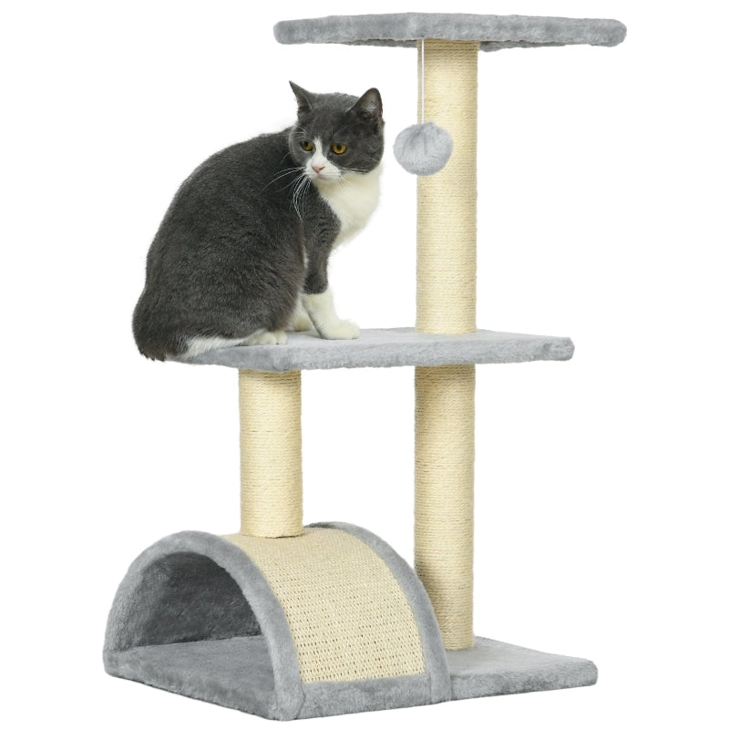 72cm Cat Tree with Scratching Post & Pad - Light Grey