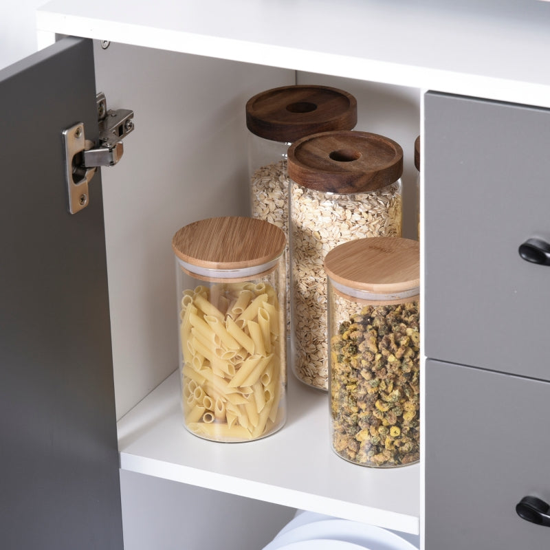 Grey Kitchen Storage Cabinet with Drawers and Countertop