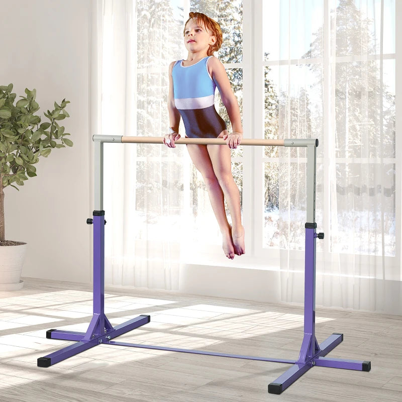 Adjustable Purple Steel Gymnastics Bar for Kids