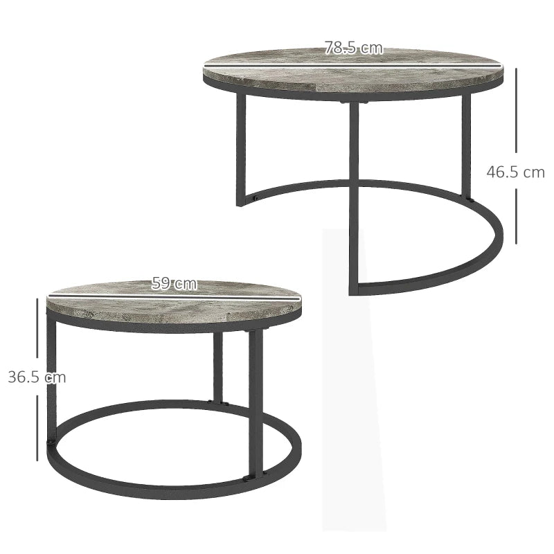 Grey and Black Nesting Coffee Tables Set