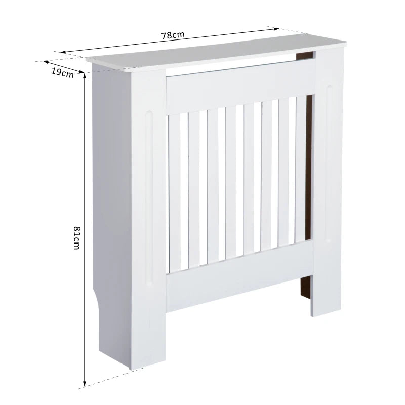 White Vertical Slatted Radiator Cover Cabinet - 78L x 19W x 81H