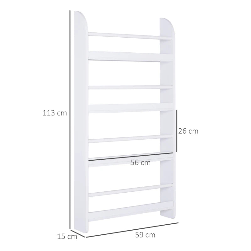 Wooden 4-Tier Wall Magazine Rack Shelf - White