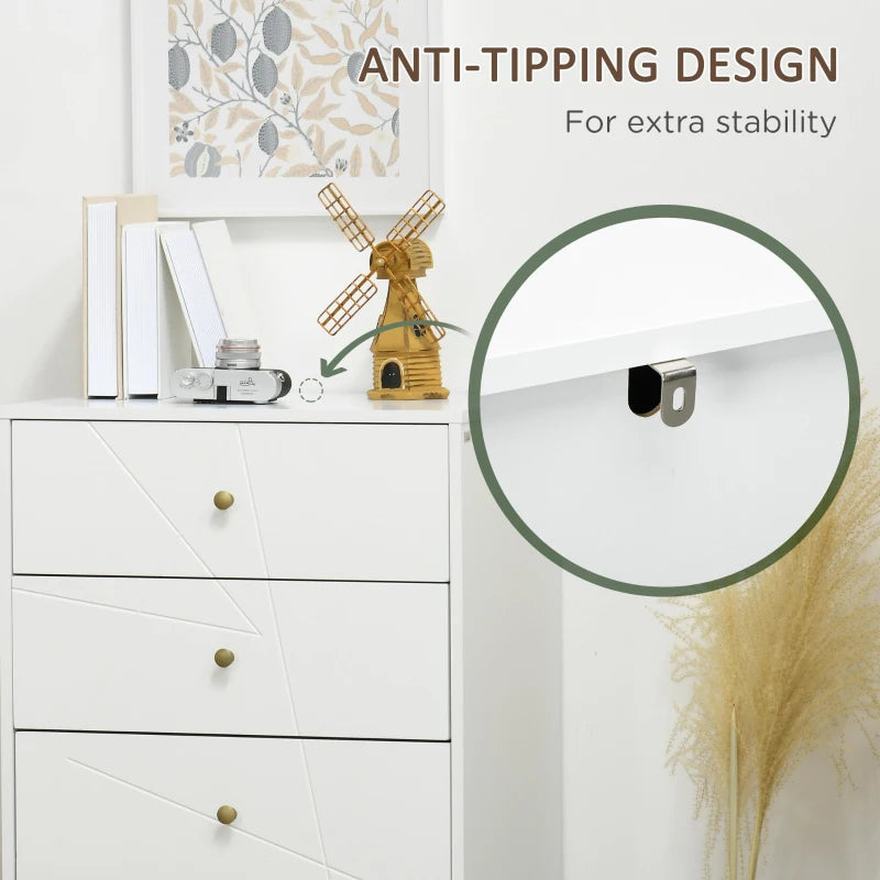 White 4-Drawer Tall Dresser with Hairpin Legs