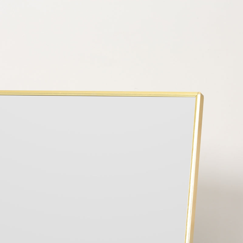 Gold Frame Full Length Mirror, 160 x 50 cm - Wall-Mounted or Freestanding Rectangle Dressing Mirror
