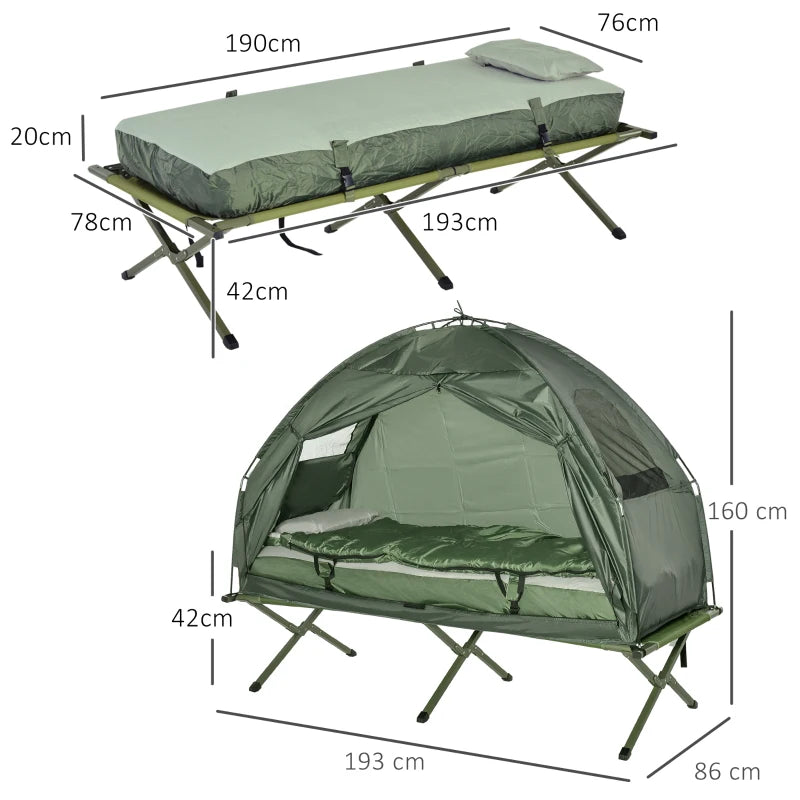 Portable Camping Bed Set with Sleeping Bag and Air Mattress - Blue