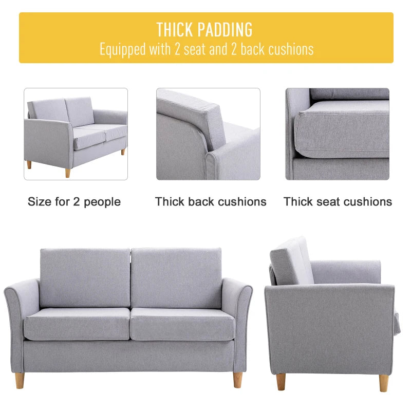 Grey Linen Two-Seater Sofa