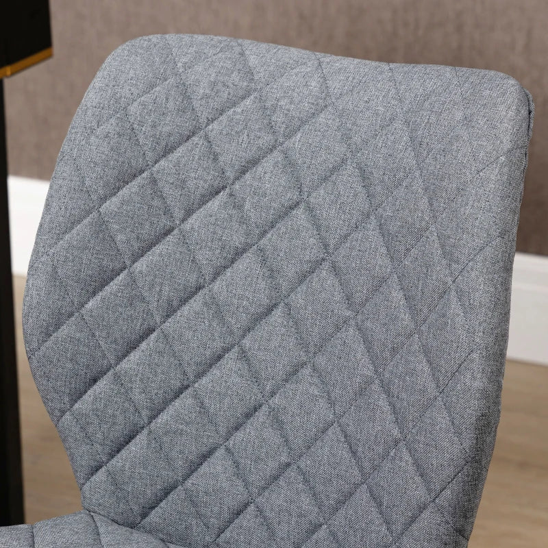 Grey Linen Fabric Swivel Desk Chair with Adjustable Height
