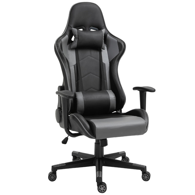 Black High Back Gaming Chair with Head Pillow and Lumbar Support