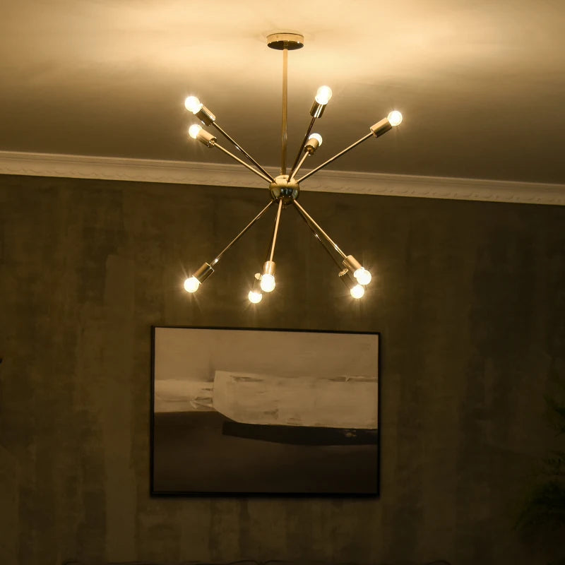 Gold 10-Light Modern Ceiling Chandelier for Bedroom and Living Room