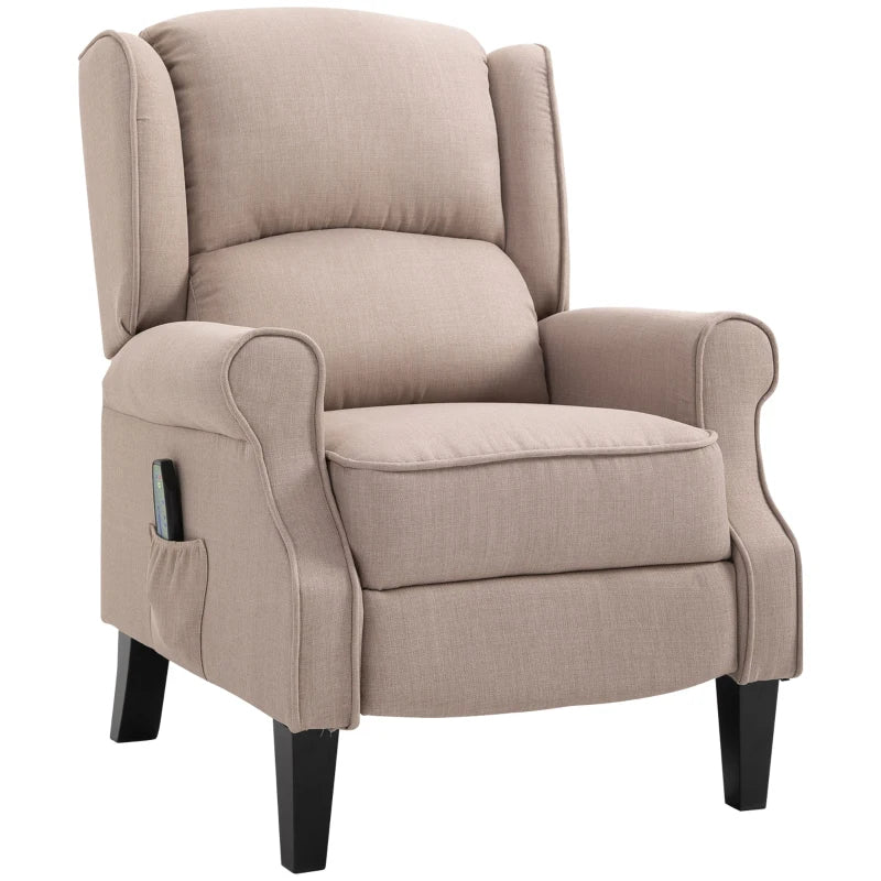 Beige Heated Massage Recliner with Footrest