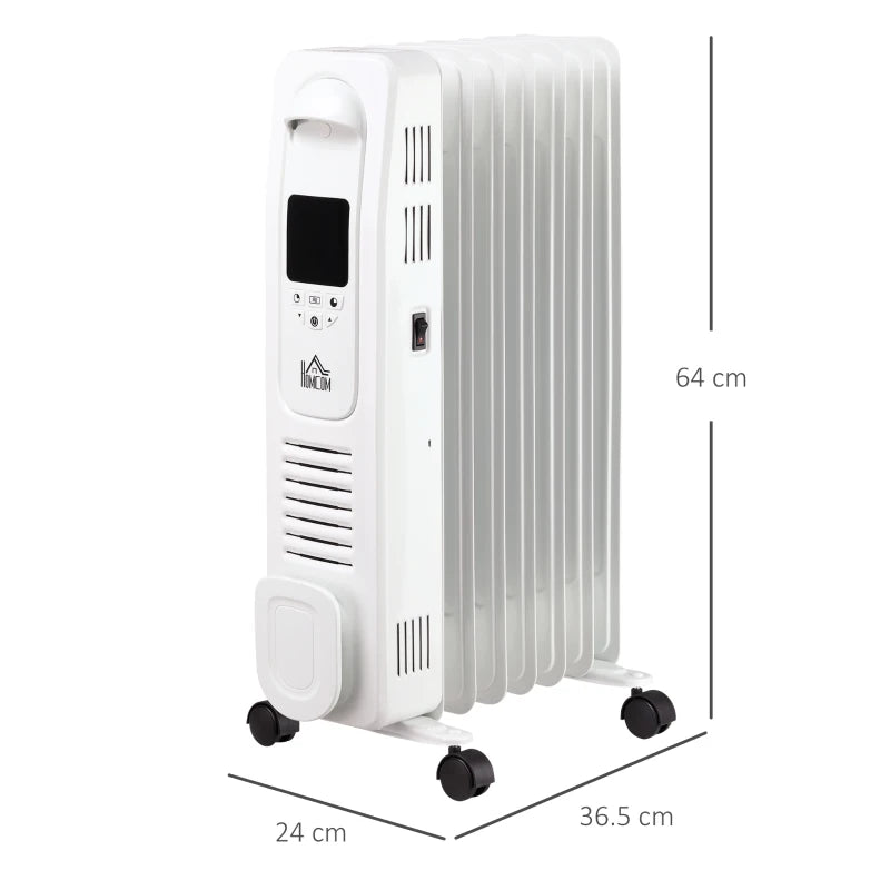 White 1500W Digital Oil Filled Radiator with Timer & Remote Control