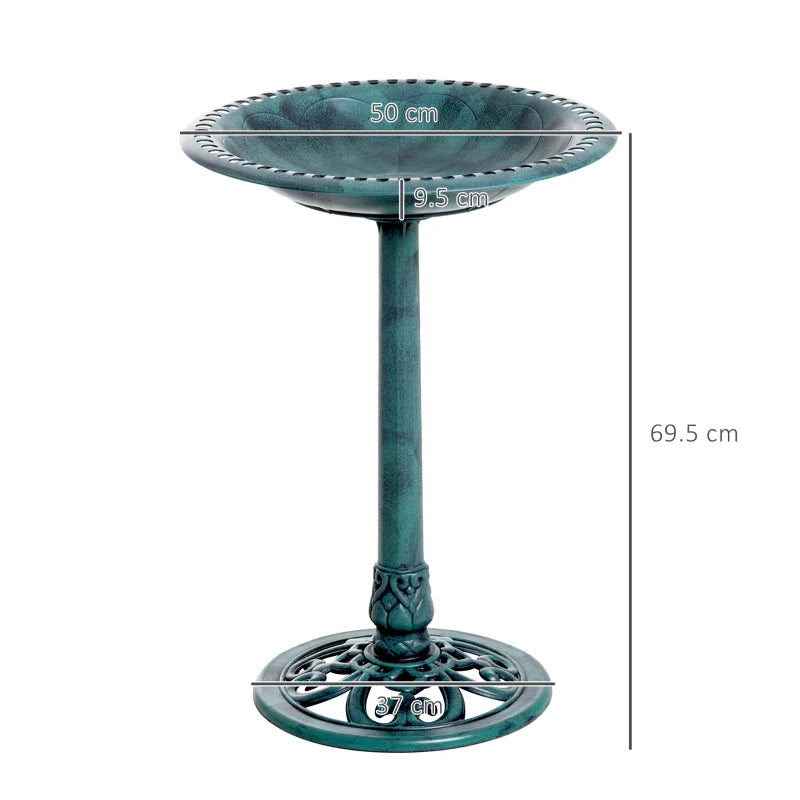 Green Garden Bird Bath with Scallop Pattern, 50cm